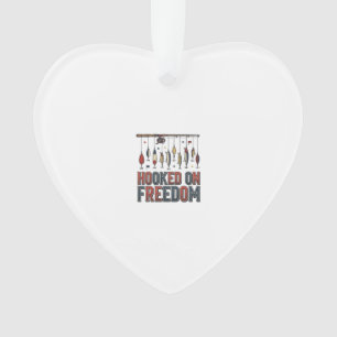 Hooked On Freedom Patriotic Fishing Shirt Design_1 Ornament