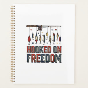 Hooked On Freedom Patriotic Fishing Shirt Design_1 Planner