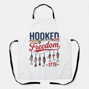 Hooked on Freedom Patriotic Fishing Shirt Design ( Apron