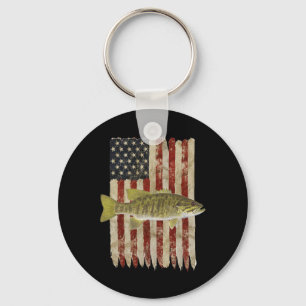 Hooked On Freedom Patriotic Smallmouth Byb Fishing Key Ring