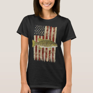 Hooked On Freedom Patriotic Smallmouth Byss Fishin T-Shirt