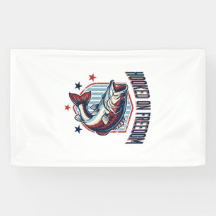 Hooked On Freedom Vintage Bass Fishing Shirt Desig Banner