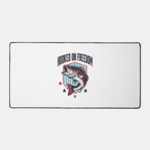 Hooked On Freedom Vintage Bass Fishing Shirt Desig Desk Mat