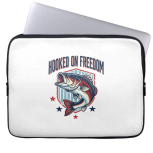 Hooked On Freedom Vintage Bass Fishing Shirt Desig Laptop Sleeve