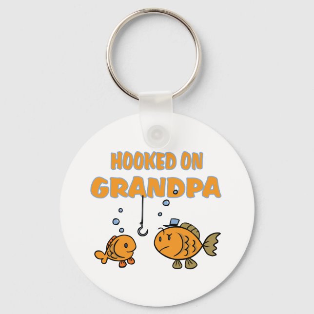 Hooked on Grandpa (fish) Key Ring (Front)