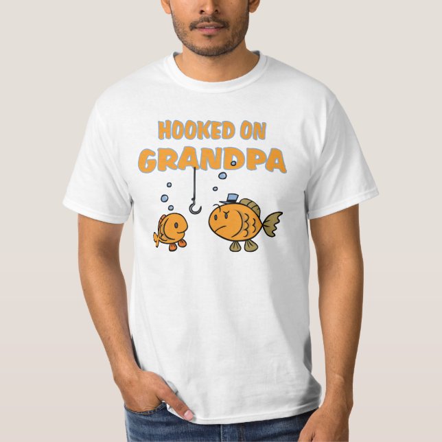 Hooked on Grandpa (fish) T-Shirt (Front)