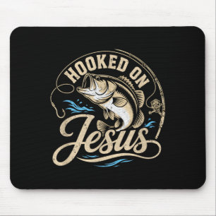 Hooked On Jesus Christian Fishing Bass Faith Mouse Pad
