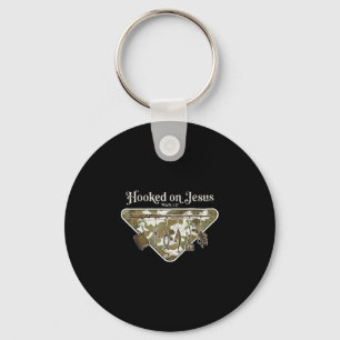 Hooked on jesus christian fishing key ring