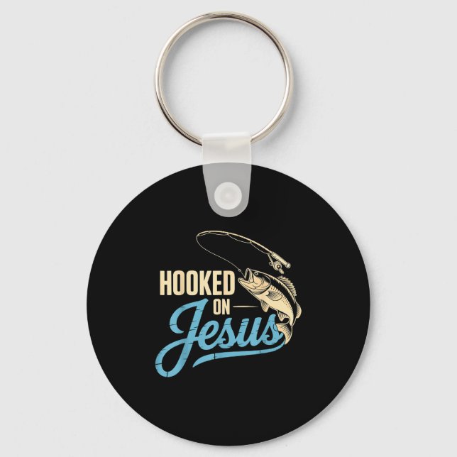 Hooked On Jesus Christian Fishing  Key Ring (Front)