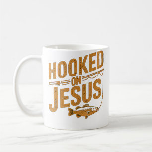 Hooked On Jesus Fishing Christian Coffee Mug