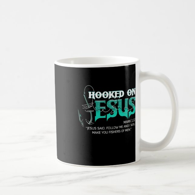 Hooked On Jesus Funny Fishing  Coffee Mug (Right)