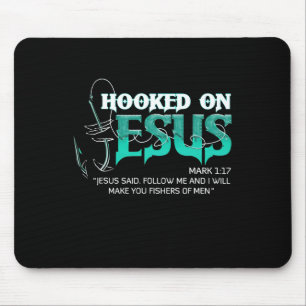 Hooked On Jesus Funny Fishing Mouse Pad