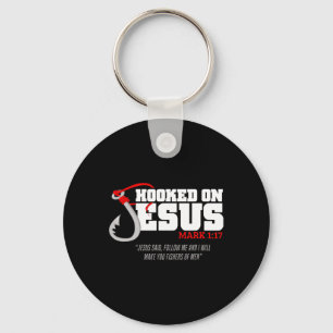 Hooked On Jesus Mark 117 Religious Bible Verse - F Key Ring