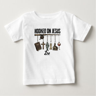Hooked on Jesus Personalised Baby Shirt