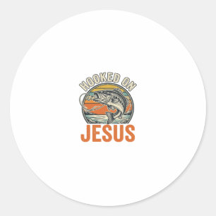 Hooked On Jesus Vintage Bass Fishing Faith Classic Round Sticker