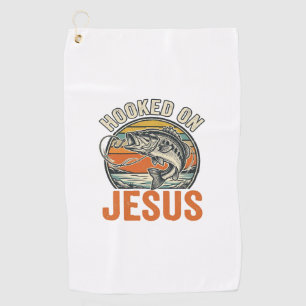 Hooked On Jesus Vintage Bass Fishing Faith Golf Towel