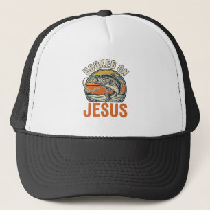 Hooked On Jesus Vintage Bass Fishing Faith Trucker Hat