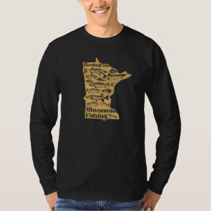 Hooked On Minnesota Fishing Vintage Mn Angler T-Shirt
