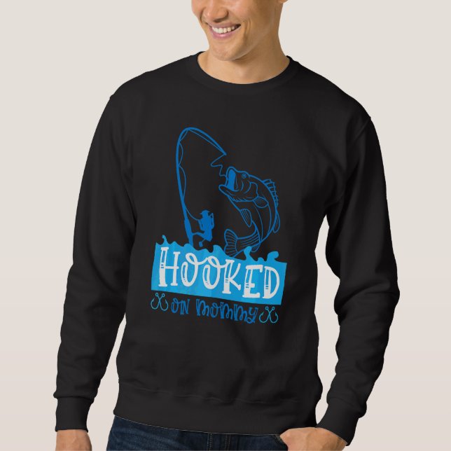 Hooked On Mummy Angling Fishing Sweatshirt (Front)