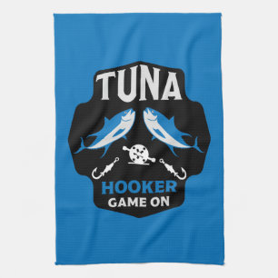 Hooked On Tuna Fishing Tea Towel