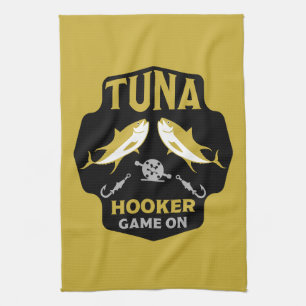 Hooked On Tuna Fishing Tea Towel