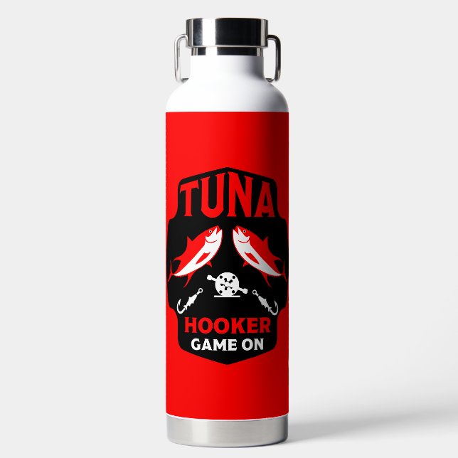 Hooked On Tuna Fishing Water Bottle (Front)