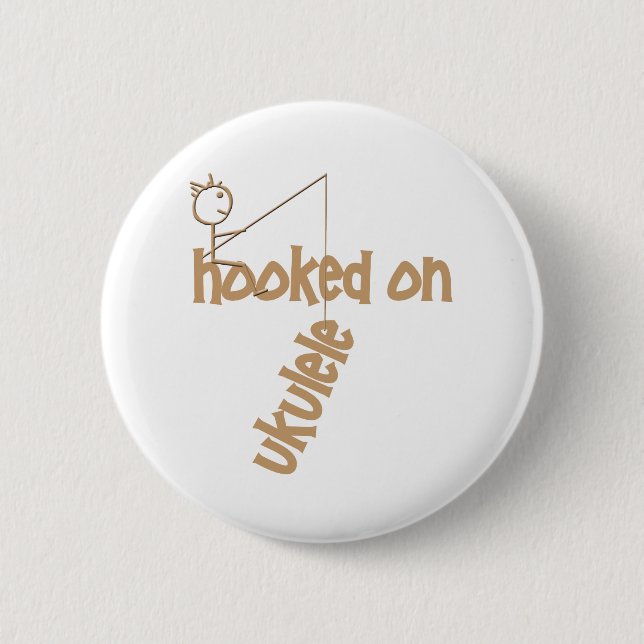 Hooked On Ukulele 6 Cm Round Badge (Front)