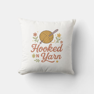 Hooked on Yarn Cute Crochet Lover Design for Craft Cushion