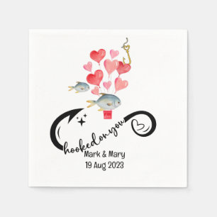 Hooked on you fishing lovers Wedding Watercolor Napkin