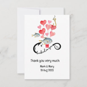Hooked on you fishing lovers Wedding  Watercolor Thank You Card