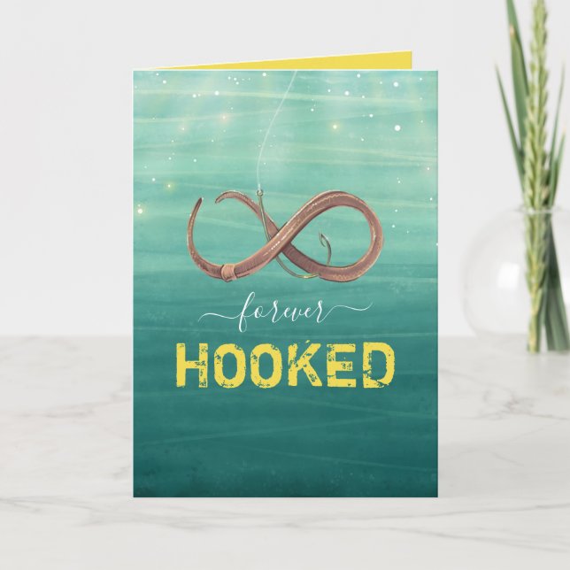 Hooked on You Funny Unique Fish Valentine's Day Card (Front)