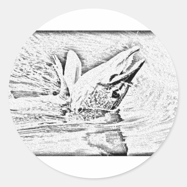 Hooked pike classic round sticker (Front)
