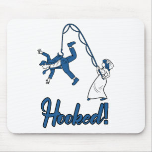 Hooked Wife Fishing Groom Funny Chelor's Party Men Mouse Pad