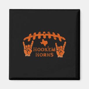 Hook'em Horns Football Laces Texan Map Vintage Des Magnet