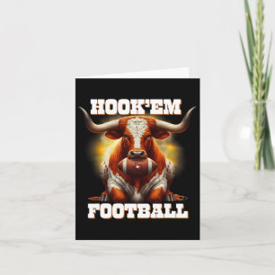 Hook'em State Of Texas Football With Hair And Horn Card