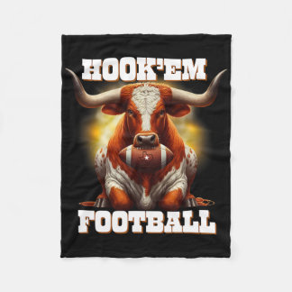 Hook'em State Of Texas Football With Hair And Horn Fleece Blanket