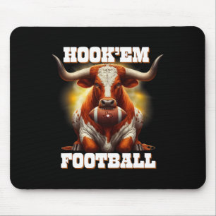 Hook'em State Of Texas Football With Hair And Horn Mouse Pad