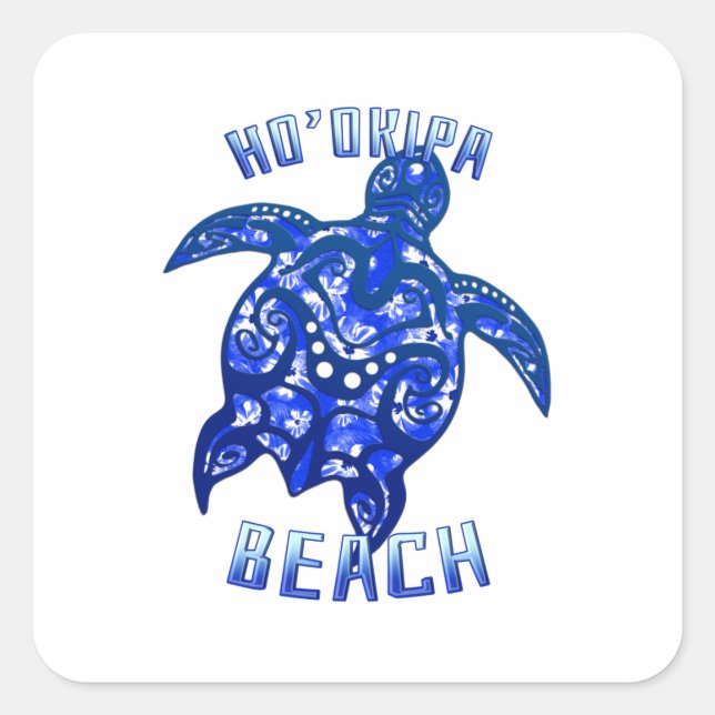 Ho'okipa Beach Hawaii Vacation Tribal Turtle Square Sticker (Front)