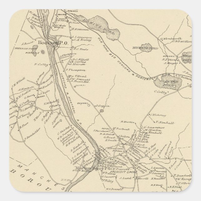 Hooksett, Merrimack Co Square Sticker (Front)