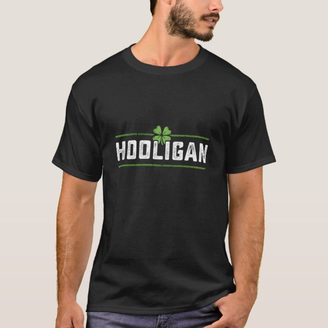 Hooligan Shamrock Saint St Patricks Day Lucky Iris T-Shirt (Front)
