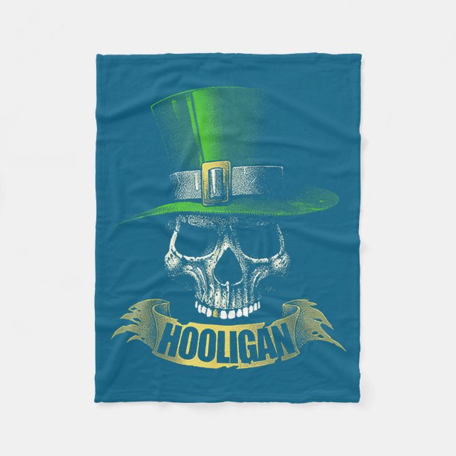 Hooligan Skull Funny Iri-shirt  Fleece Blanket (Front)