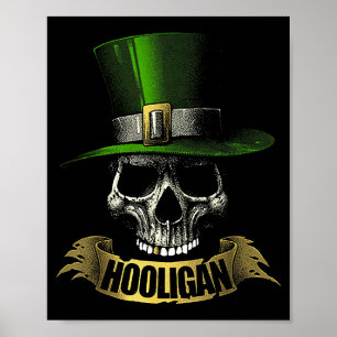 Hooligan Skull Funny Iri-shirt  Poster