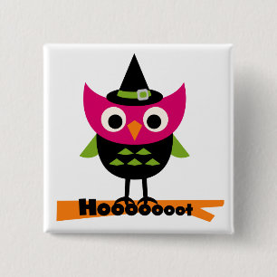 Hooooot Owl Halloween T-shirts and Gifts 15 Cm Square Badge