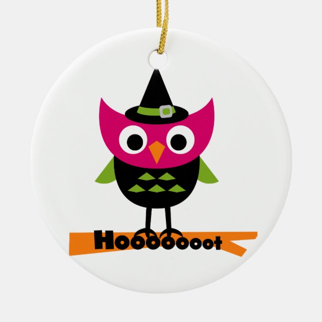 Hooooot Owl Halloween T-shirts and Gifts Ceramic Ornament (Front)