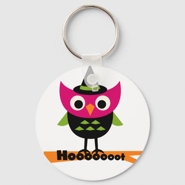 Hooooot Owl Halloween T-shirts and Gifts Key Ring (Front)