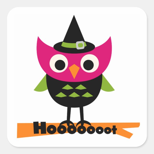 Hooooot Owl Halloween T-shirts and Gifts Square Sticker (Front)