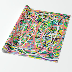 Hoop design pink blue yellow wrapping paper
