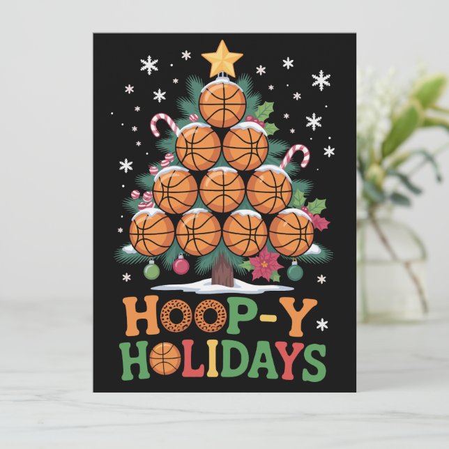 Hoop-y Holidays Basketball Christmas Holiday Sport Card (Standing Front)
