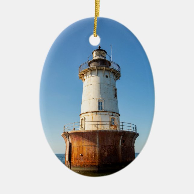Hoopers Island Lighthouse Ceramic Ornament (Front)