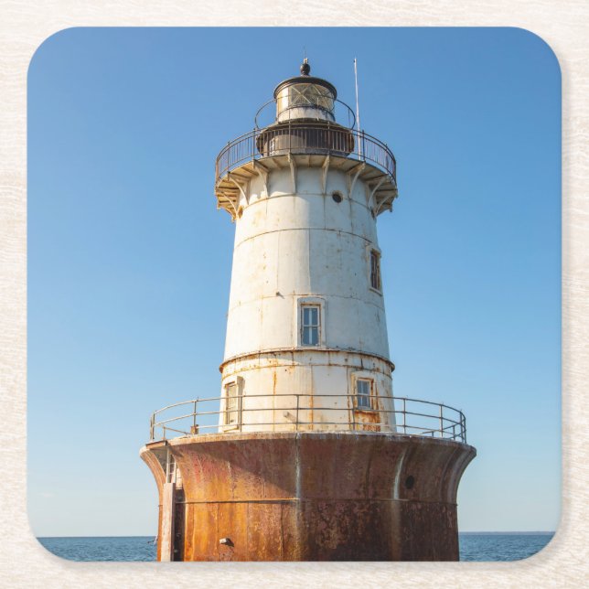 Hoopers Island Lighthouse Square Paper Coaster (Front)